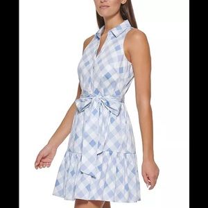 Tommy Hilfiger Gingham Print Belted Dress